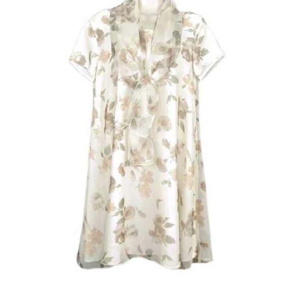 Vintages 80's Melissa Lane Floral Dress with Scarf - Picture 1 of 5